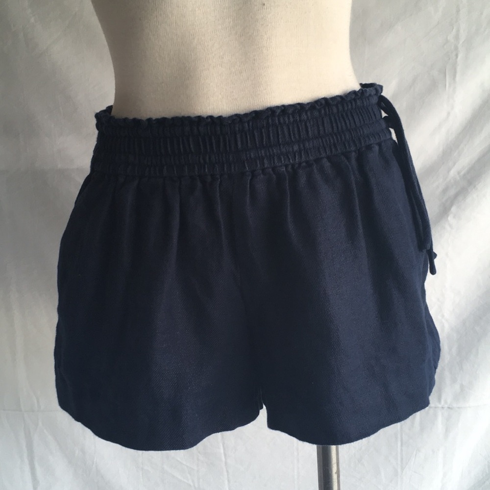 J crew blue lined linen shorts Sz Small